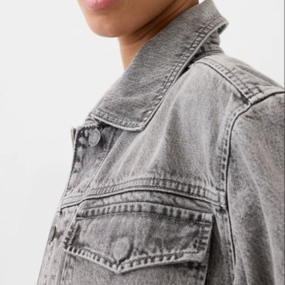 Gap Grey Wash Belted Denim Shirt Jacket - Picture 2 of 4